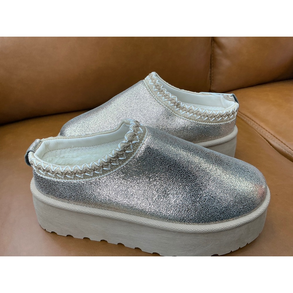 Stormy Platform‎ Slipper Women Size 7 Champagne Metallic Lug Sole